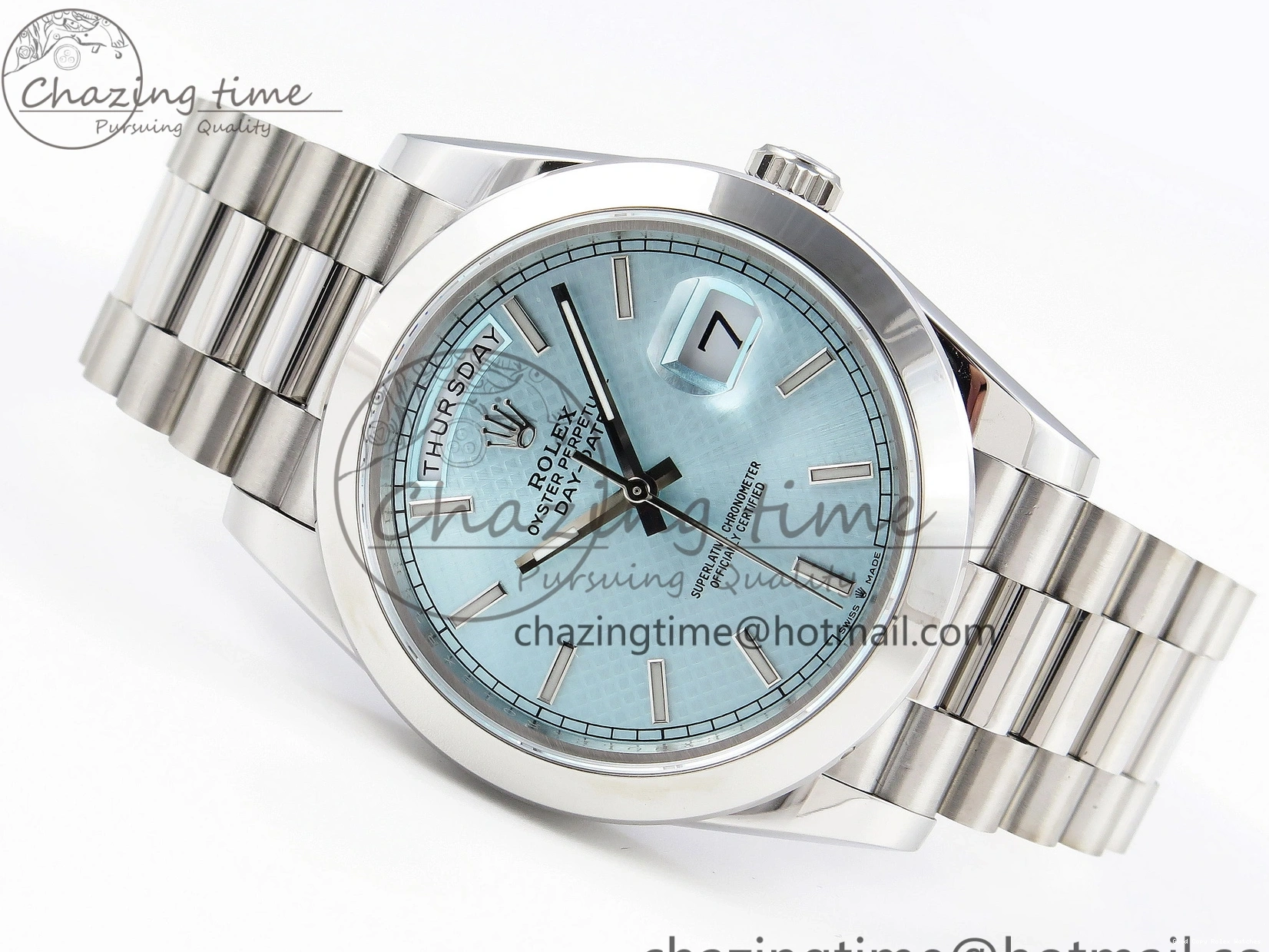 Good Copy Rolex Watches Stick Ice BP Day-Date A SS Dial 904 Bracelet 1876 New On Version Markers 40mm 228239 Blue ZipUp President Dial SS 0105